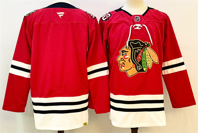 Men's Red Chicago Blackhawks Blank 2024-25 Stitched Hockey Jersey